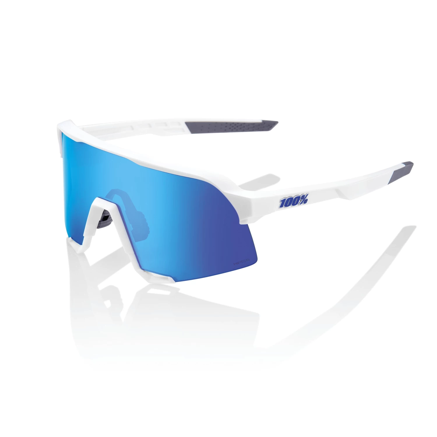 100% S3 Sunglasses Matte White - HiPER Blue Multilayer Mirror Lens 3 100% S3 Sunglasses Matte White - HiPER Blue Multilayer Mirror Lens