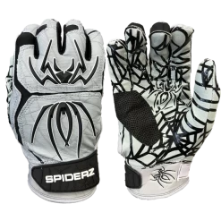 2023 Spiderz HYBRID Batting Gloves: Silver/Black
