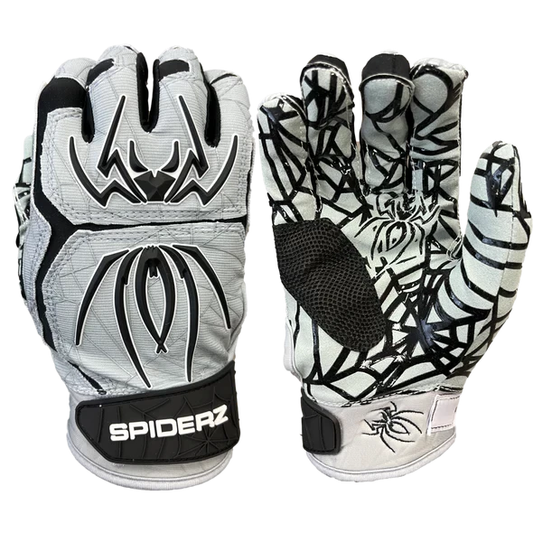 2023 Spiderz HYBRID Batting Gloves: Silver/Black 3 2023 Spiderz HYBRID Batting Gloves: Silver/Black