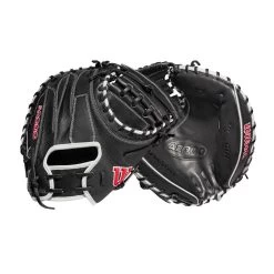 2022 Wilson A2000 M1DSS 33.5" Catcher's Mitt: WTA20RB22M1DSS -Passion Baseball WBW100401 8 A2000 M1D C 335 Black White Red.png.cq5dam.web .1200.1200