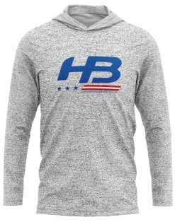 Headbanger Sports Exclusive Ultra Lightweight Long Sleeve Hoodies: Stars & Bars -Passion Baseball WhiteHeather