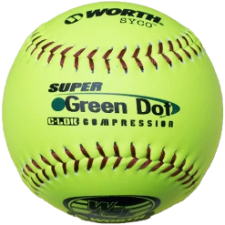 Worth 11" Super Green Dot WSL Slowpitch Softballs 47/400 (Dozen): YS11WSLC