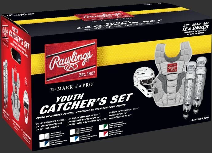 Rawlings Youth White/Silver VELO 2.0 Catcher's Gear Box Set: CSV2Y-W/SIL 4 Rawlings Youth White/Silver VELO 2.0 Catcher's Gear Box Set: CSV2Y-W/SIL - Image 2