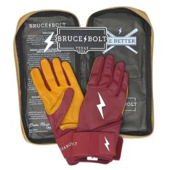 Bruce Bolt PREMIUM PRO Long Cuff Batting Gloves: Maroon -Passion Baseball premium pro long cuff batting gloves maroon brucebolt 551411