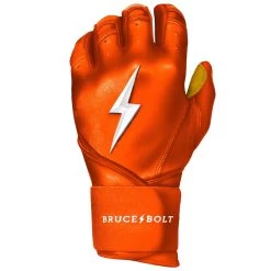 Bruce Bolt PREMIUM PRO Long Cuff Batting Gloves: Orange -Passion Baseball premium pro long cuff batting gloves orange brucebolt 129041