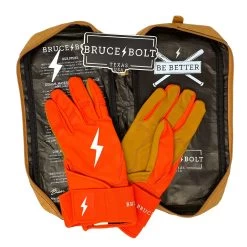 Bruce Bolt PREMIUM PRO Long Cuff Batting Gloves: Orange -Passion Baseball premium pro long cuff batting gloves orange brucebolt 341009