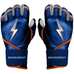 Bruce Bolt PREMIUM PRO NIMMO Long Cuff Batting Gloves: Mets Blue