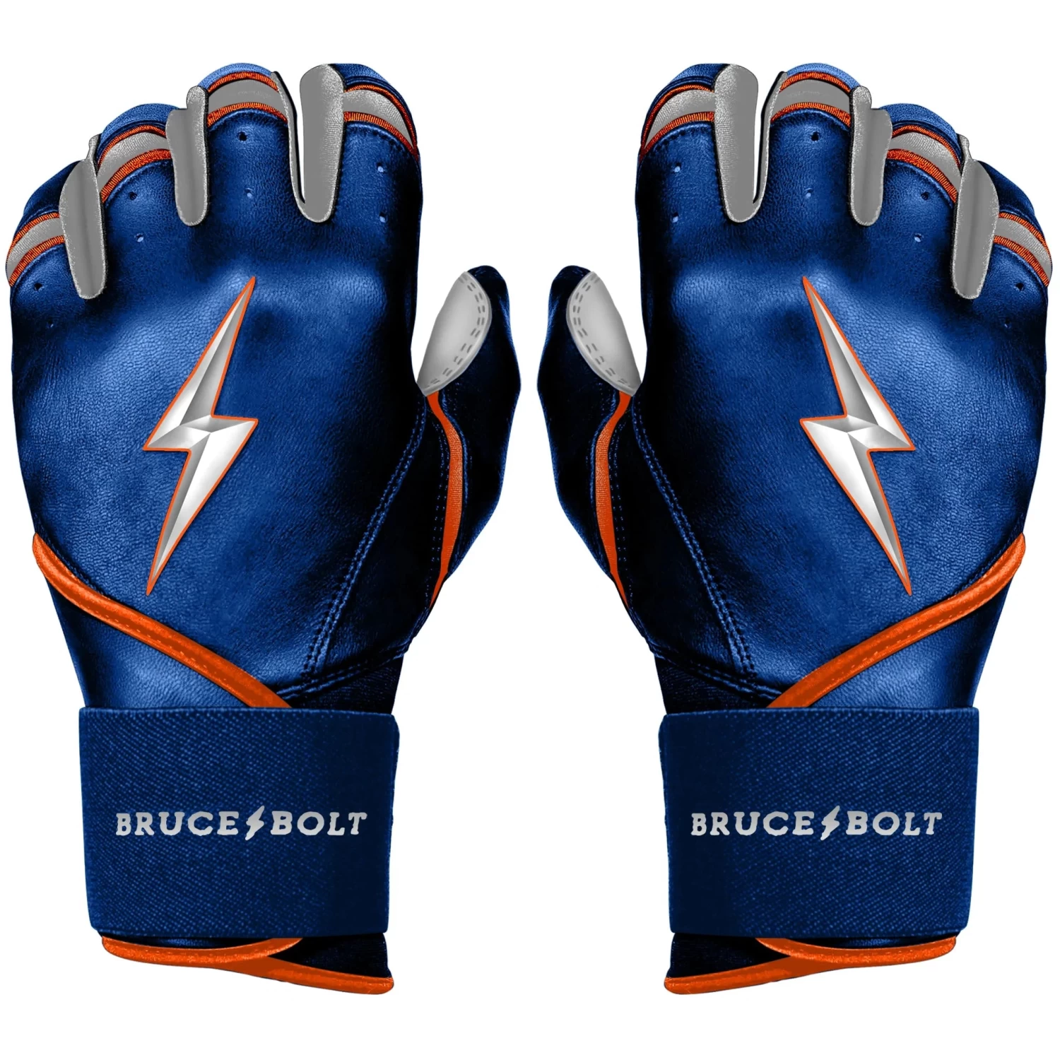 Bruce Bolt PREMIUM PRO NIMMO Long Cuff Batting Gloves: Mets Blue 3 Bruce Bolt PREMIUM PRO NIMMO Long Cuff Batting Gloves: Mets Blue