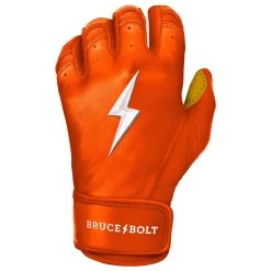 Bruce Bolt PREMIUM PRO Short Cuff Batting Gloves: Orange 11 Bruce Bolt PREMIUM PRO Short Cuff Batting Gloves: Orange -Passion Baseball premium pro short cuff batting gloves orange brucebolt 128747