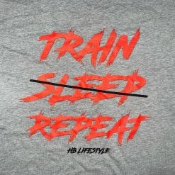 HB Lifestyle Active Wear Men's T-Shirt: Train Sleep Repeat -Passion Baseball train1